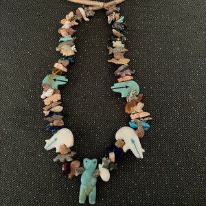 Native American Animal Fetish Necklace featuring Bears